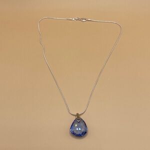 Sterling 925 Elegant Blue Teardrop Pendant Necklace